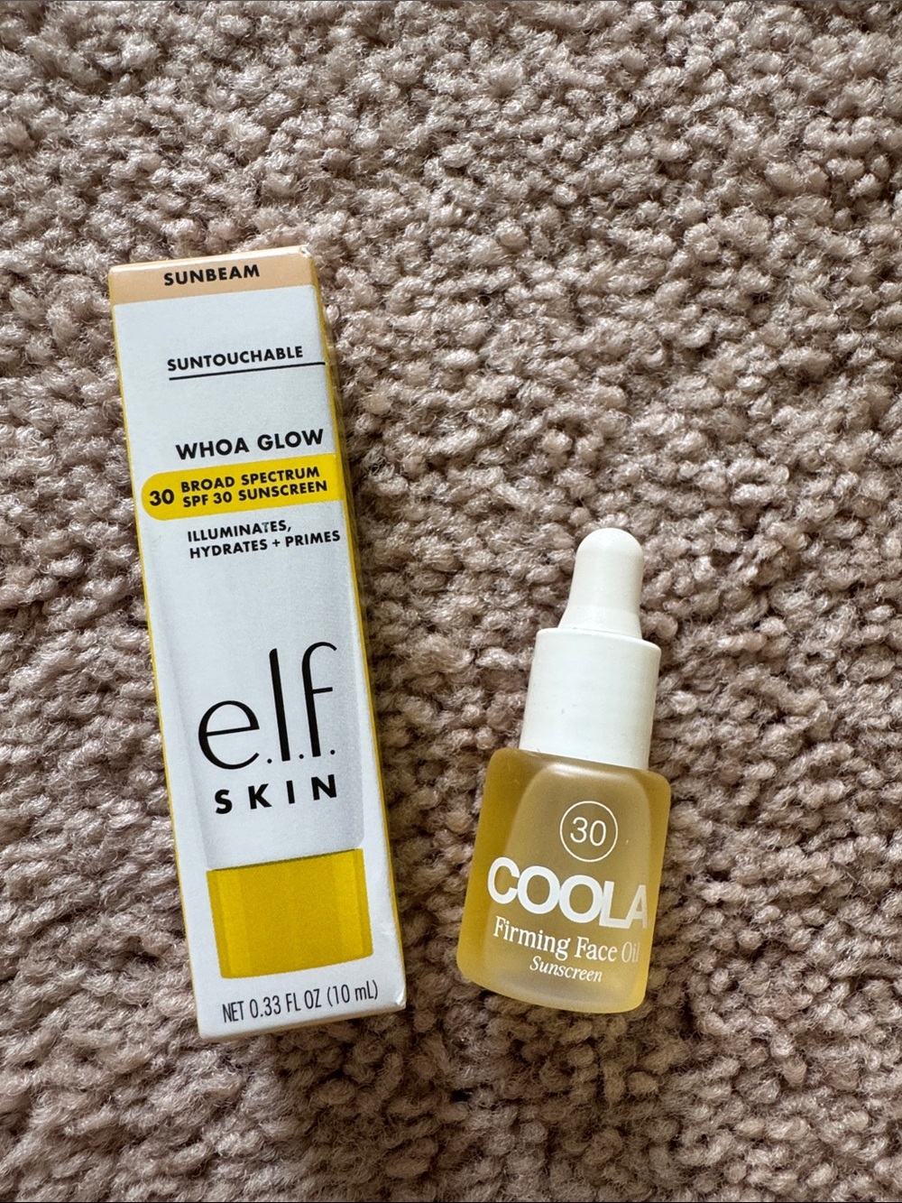 COOLA Firming Face Oil SPF 30 & elf whoa glow